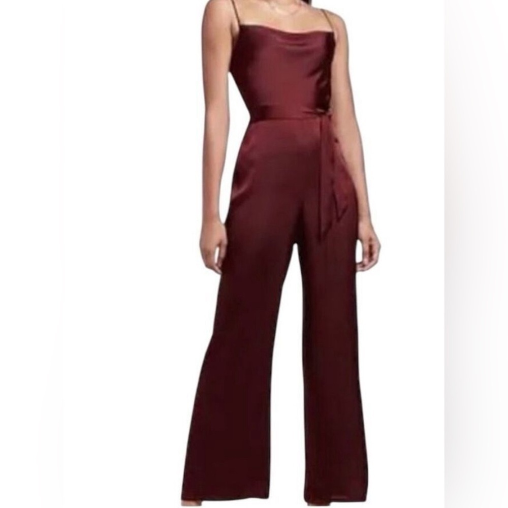 Express Silky Fuchsia Wide Leg High Waist Jumpsuit W/Silky Belt Women’s M